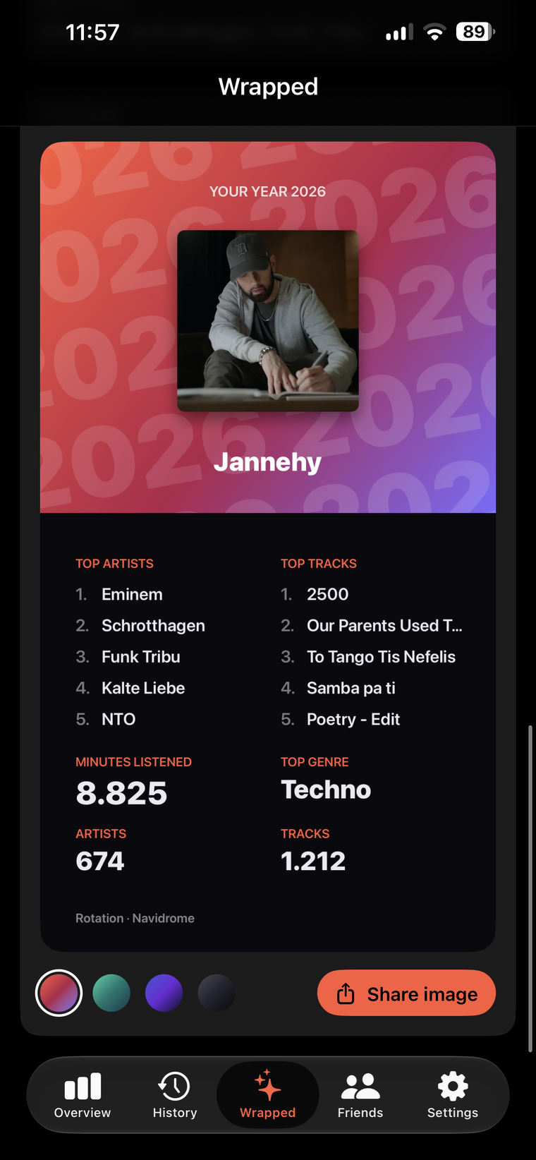 The yearly recap card